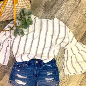 White striped shirt with flare sleeves